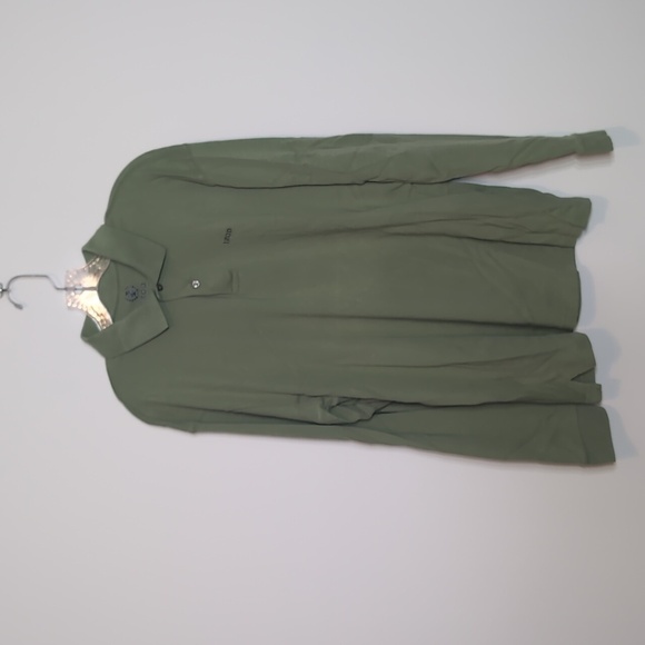 Izod Green Long Sleeve Polo Shirt - Picture 1 of 4